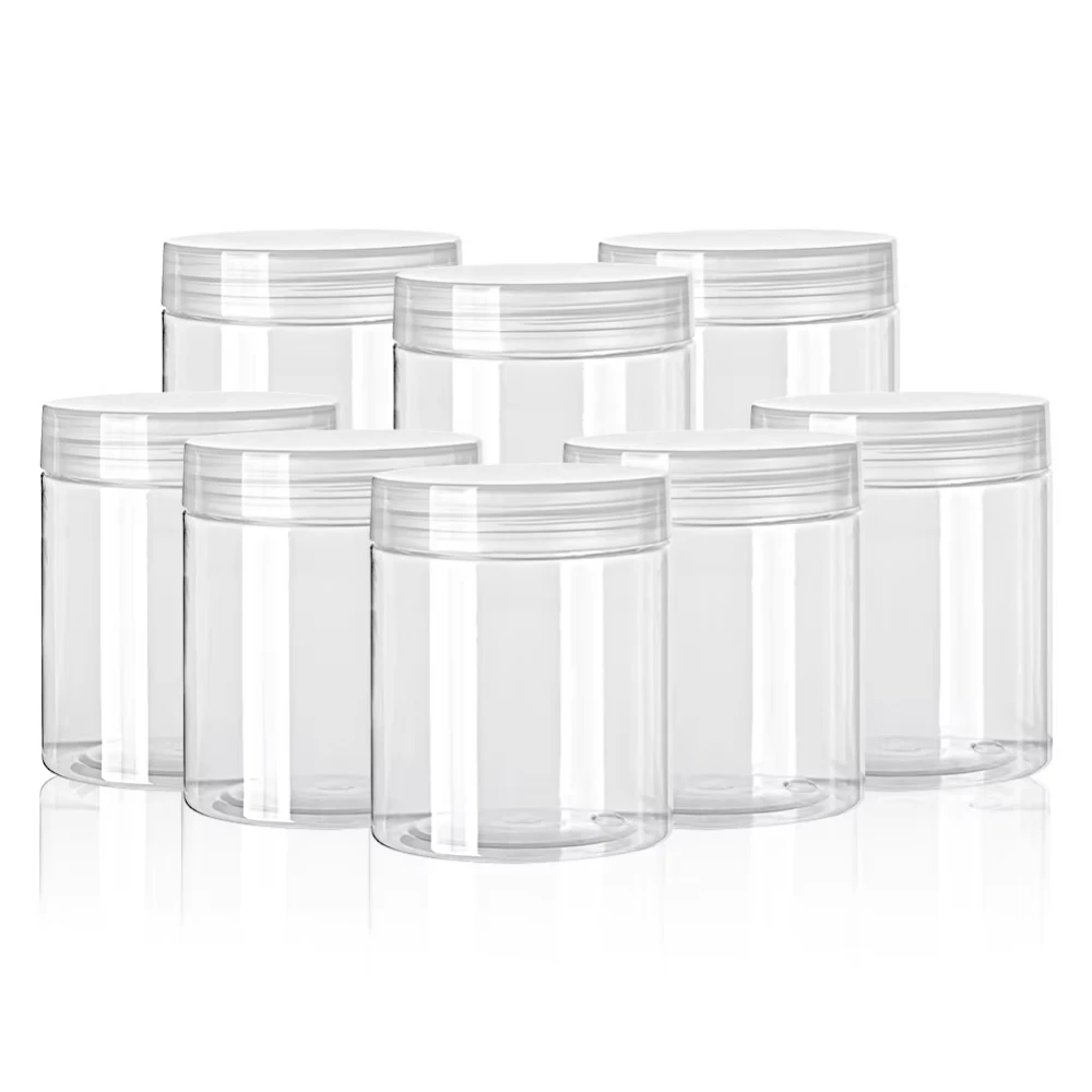 20pcs 30ml-250ml Storage Jars Empty With Cosmetic Jars Makeup Clear lid Plastic Screw-on Refillable Balm Container Travel Bottle