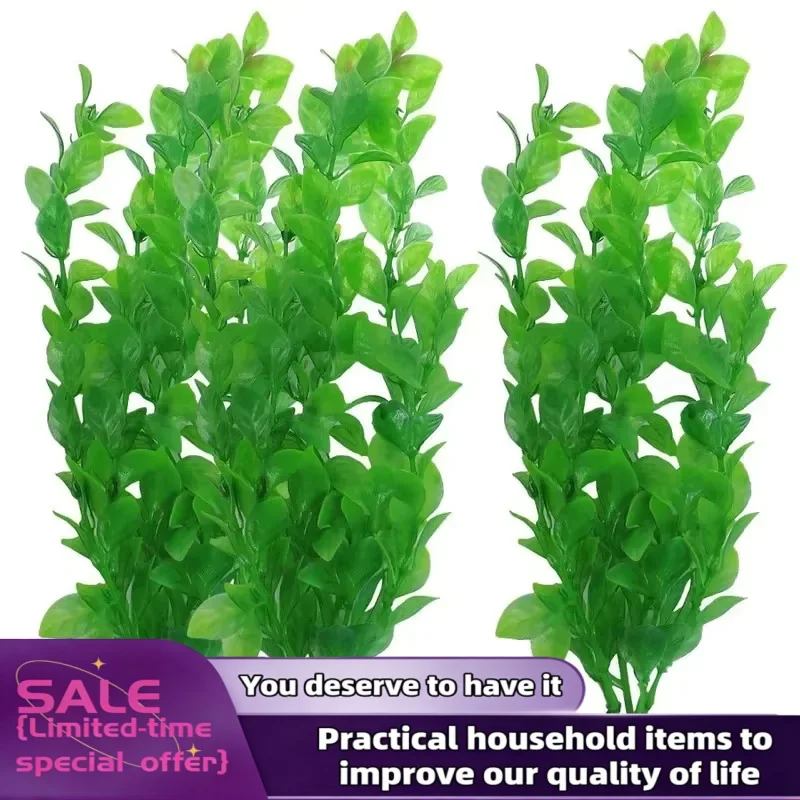 Plantas ornamentales de césped artificial para acuario, plantas acuáticas de plástico para accesorios de pecera, simulación de plantas acuáticas