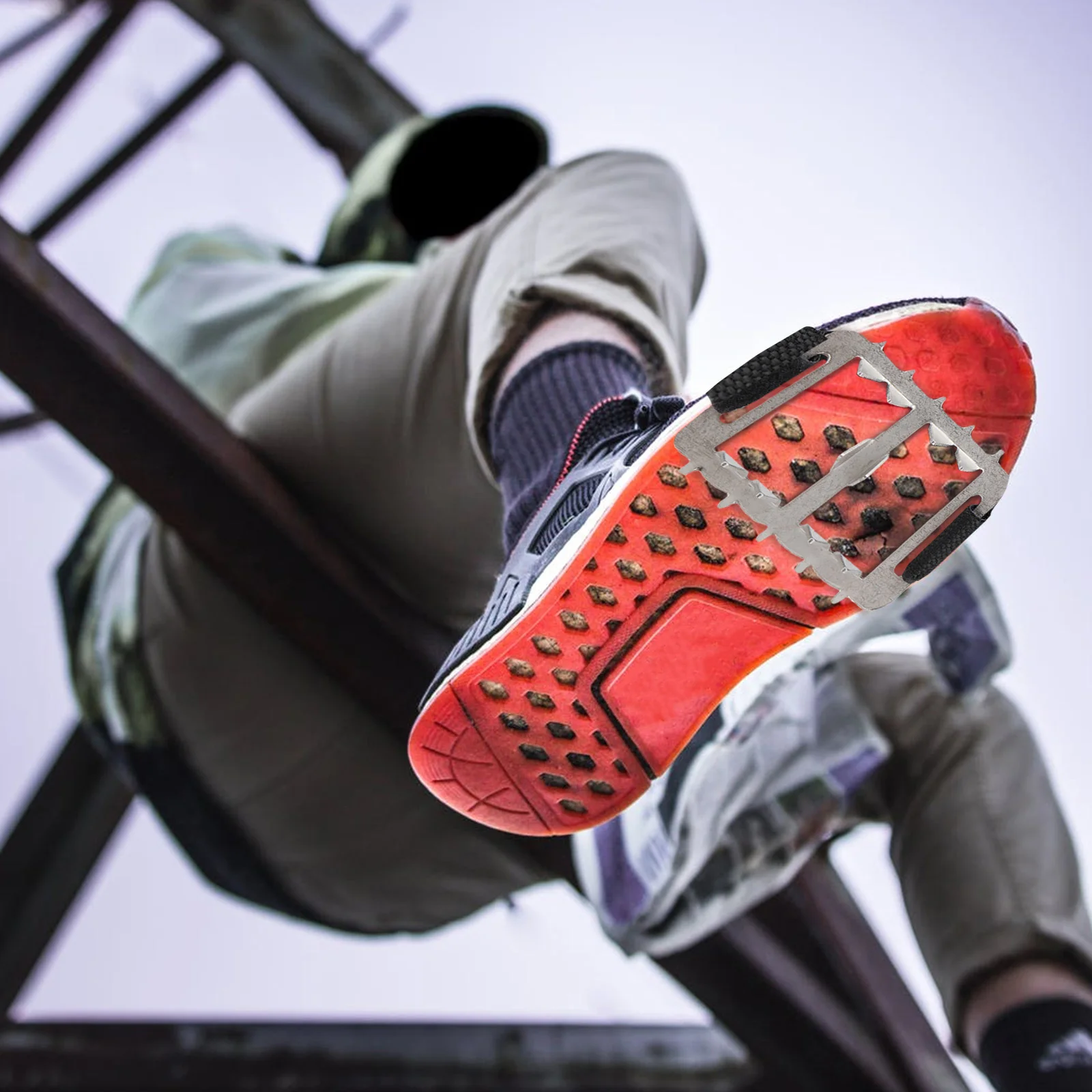 

1Pair Ice Climbing Shoes Cover Non-Slip Stainless Steel Crampons Anti-Skid Snowfield Cleats Lightweight Hiking Gear