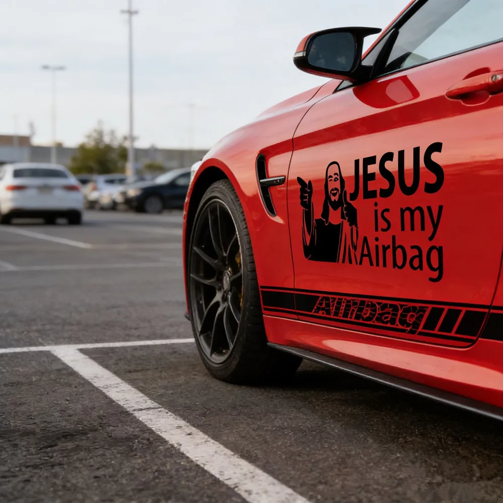 JESUS IS MY AIRBAG Custom Vinyl Car Sticker Decal for SUV/Truck/Windows - Waterproof, UV Resistant, Laser Cut, Easy to Install