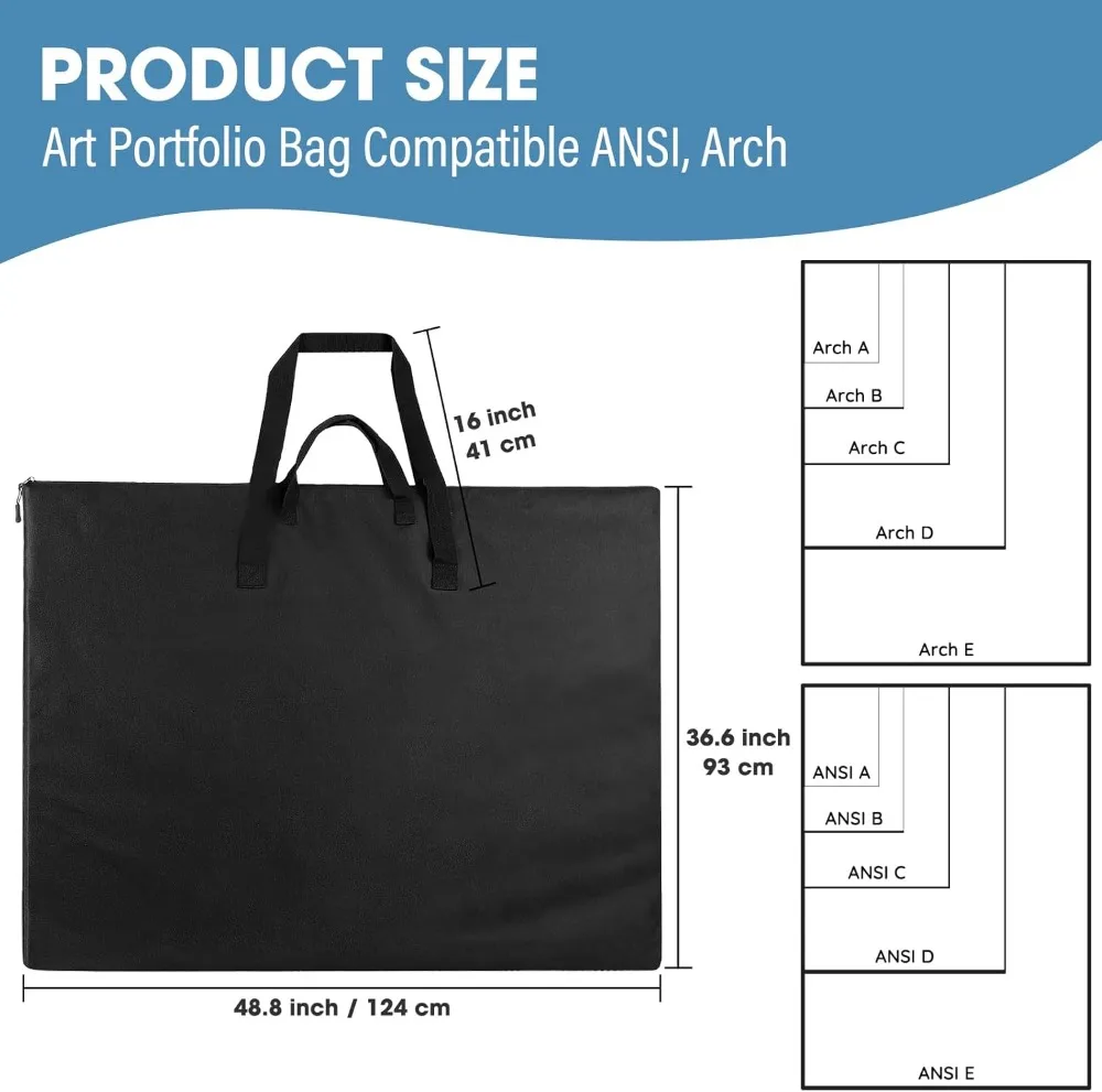 Extra Large 36x48 Art Portfolio Bag, Waterproof Poster Tote for Artwork, Sketch, Canvas view 2