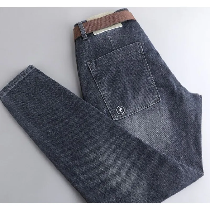 

Trendy Brand Small Label Embroidered Men's 2026 New Youth Korean Slim-fit Casual Pants Men Clothing Skinny Mens Cargo Jeans