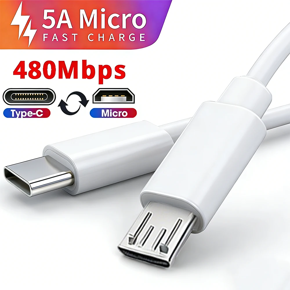 Type C To Micro USB Cable Adapter Mobile Phone Charging Data Transfer Cord for Samsung Xiaomi Huawei Macnook Laptop Data Cables