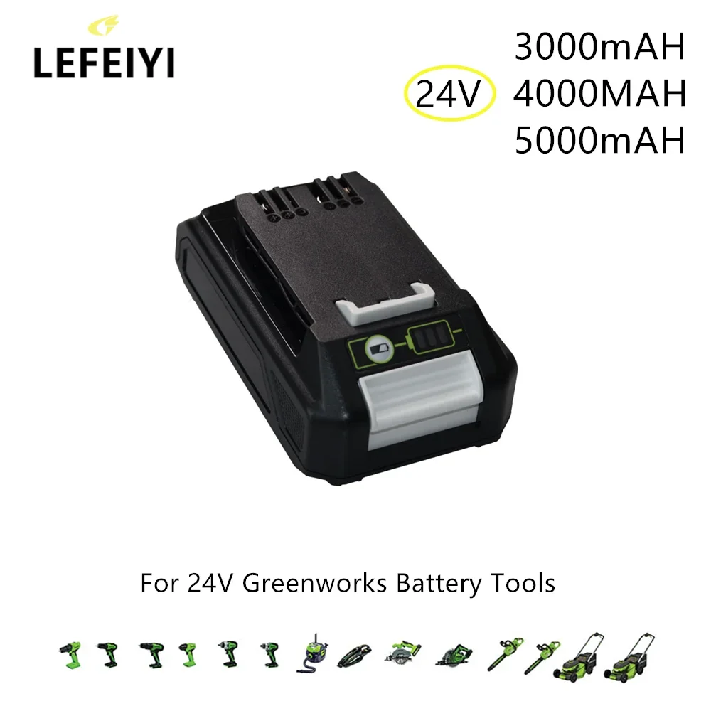 

Replacement 24V 3.0/4.0/5.0Ah Lithium Battery for Greenworks Tools Compatible 20352 22232