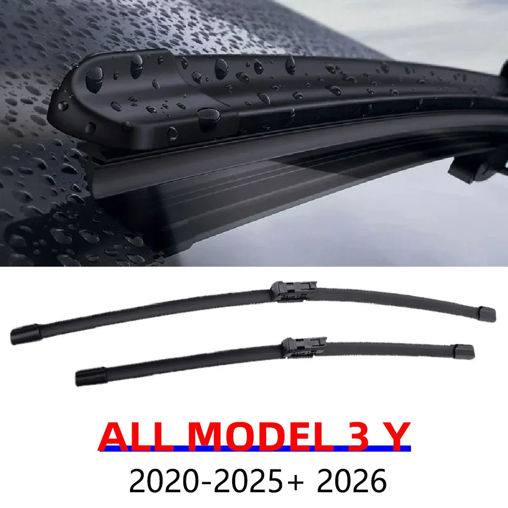 2PCS Car Boneless Wiper Blades for Tesla Model 3 Y Juniper 2025-2020 2026 Front Windscreen Windshield Rubber Cleaning Protect