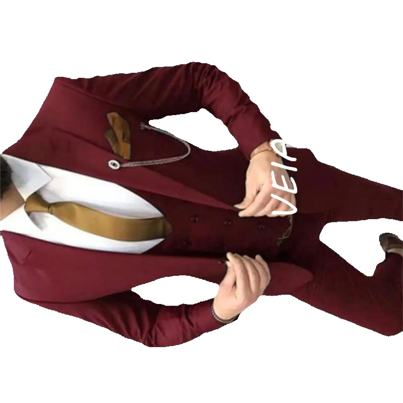 

CustomizedBurgundy Slim Fit Men Suits Casual Style Wedding Tuxedo for Groom 3 Piece Male Fashion Jacket with Pants Double Breast