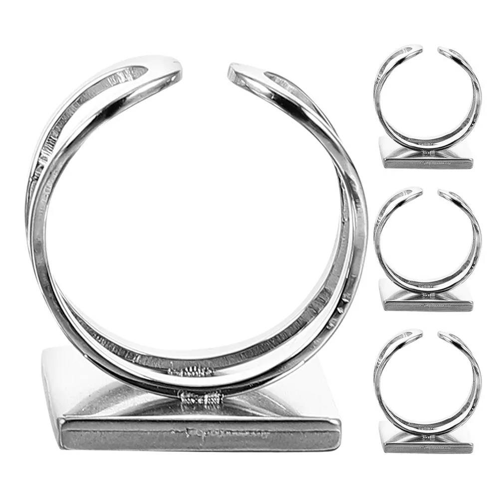 4Pcs Square Bezel Ring Base Stainless Steel DIY Jewelry Making Adjustable Flat Base Rings for Resin Jewelry Crafts