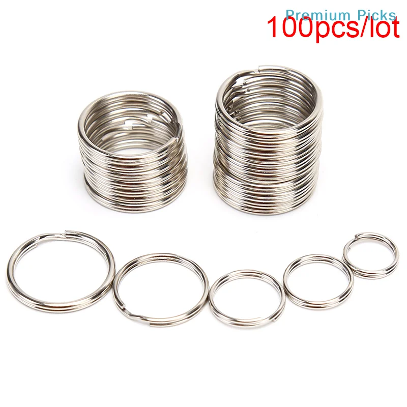 portable100pcs/lot Key Rings DIY Metal Key Holder Split Rings Hoop Metal Loop Keychain
