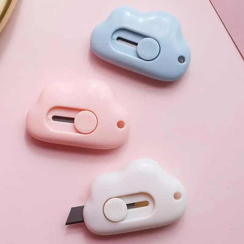 Mini cuchillo de utilidad en forma de nube, cortador de caja, abridor de letras retráctil, abridor de cartón portátil, lindo