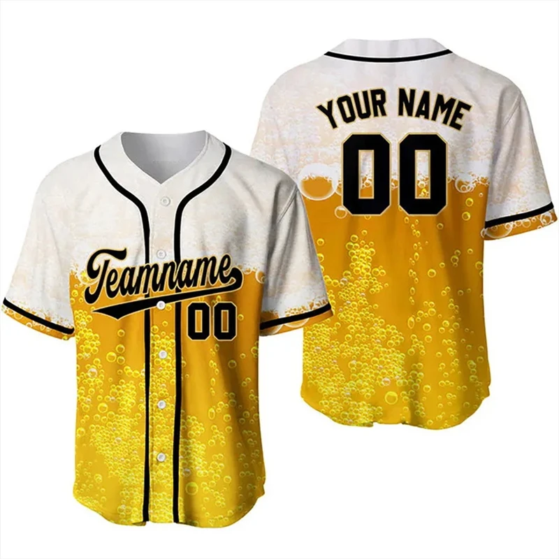 Image of Individuelles Baseball-Trikot mit Knöpfen und 3D-Druck, Name und Nummer, Baseball-Uniformen, Sport-T-Shirt, lustige Bier-Grafik, Sportbekleidung, Neu 2026