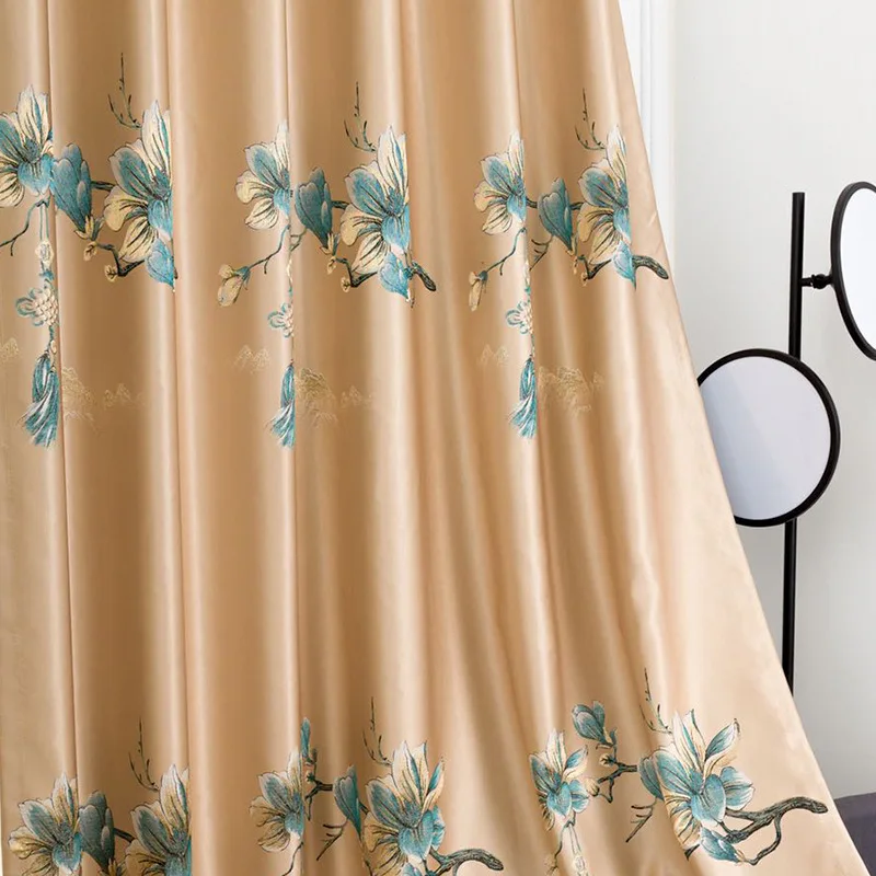 Modern Light Luxury Silk Cotton Multi-color Woven Jacquard Curtains for Living Room and Bedroom High-end Curtains Custom