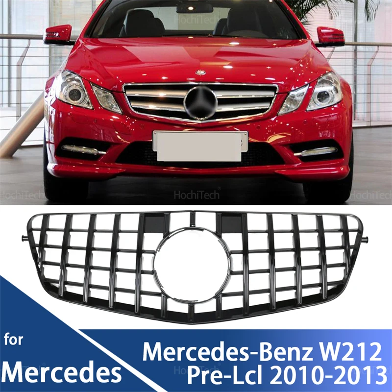 Front Bumper Grill for Mercedes-Benz E Class W212 Pre-facelift E250 E300 E350 E500 2009-2012 Gloss Black Front Kidney Grille