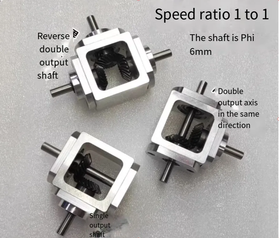 Right Angle Drive Variable Speed Bevel Gearbox 1:1 Bevel Gearbox Steering Ratio T-Cross 90 Degree Corrector 6MM Load 20KG