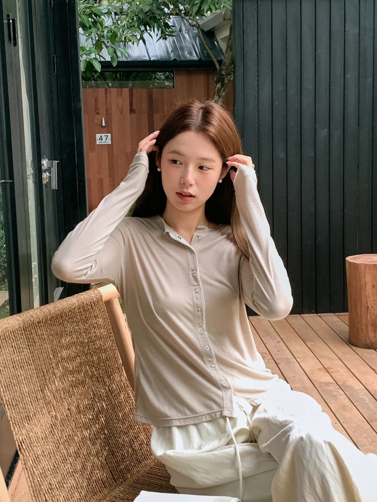 

Летняя тонкая футболка LILI EDIT с защитой от солнца, с открытым воротником, двухслойная, женская, для повседневной носки, свободного кроя, с коротким рукавом