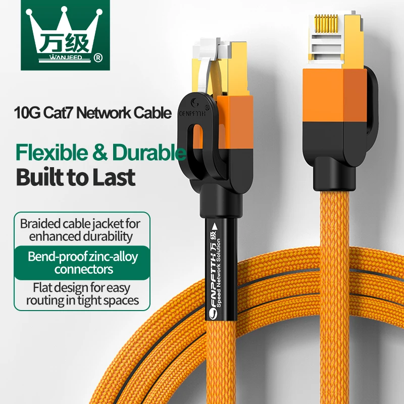 WANJEED CAT7 Ethernet Cable Flat Lan Cable SFTP RJ45 Network Cable Cat 7 Patch Cable for Router Modem PC PS4 laptops