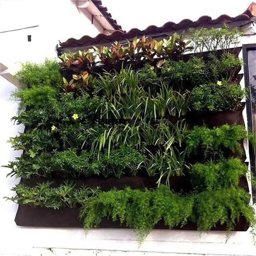 Multi-pocket Green Vertical Hanging Garden Planter Vegetable Fruit Flower Pots Bag Wall Mount Hanging Grow Bags Seeding Pots