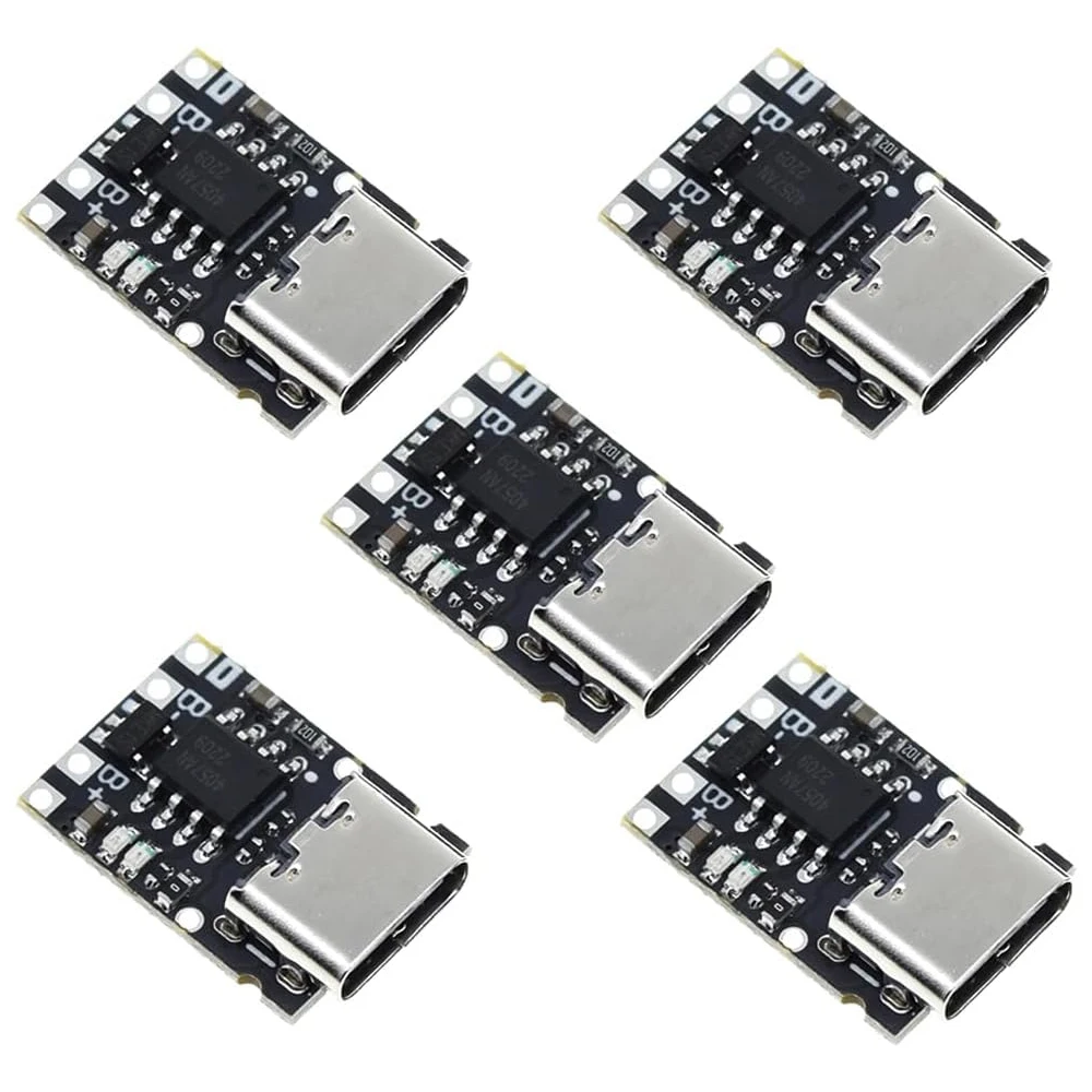 

5pcs Tp4057 1a 3.7v Lithium Battery Charging Board With Type-c Usb C Li-ion Battery Charging Board Over Tp4056