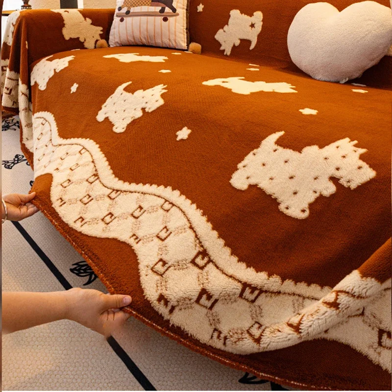 Modern Sofa Towel Winter Warm Plush Sofa Cover Soft Fluffy Cushion Fashion Sofa Mat Office Blanket for Living Room Home Decor