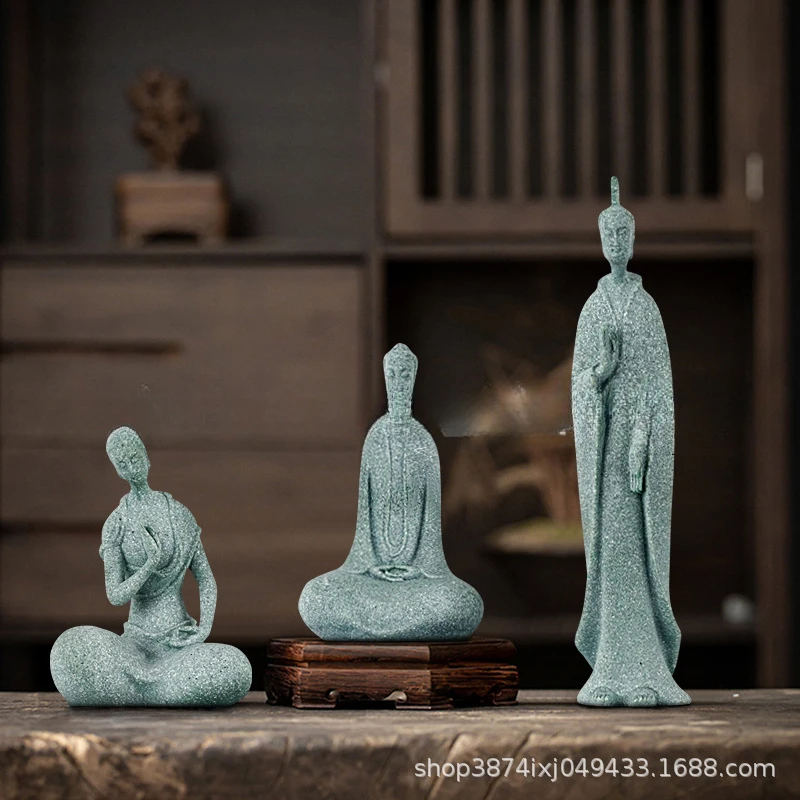 Mini Buddhist Monks Figurines Garden Buddha Zen Statue Tibetan Buddha Figurines Garden Ornament Meditation Aquarium Decoration