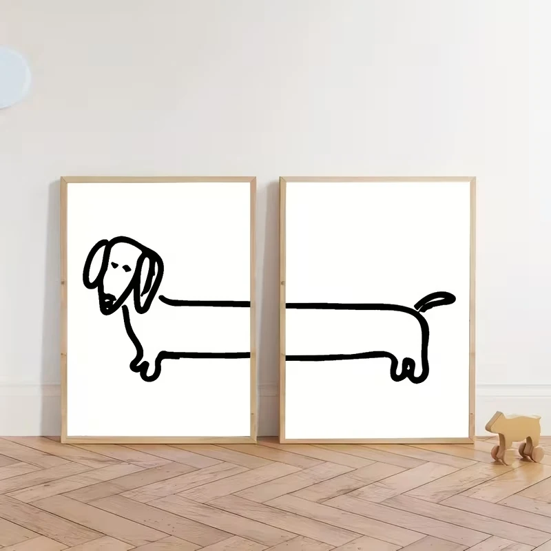 2PCS Modern Dachshund  Funny DogWall Art Print Canvas Painting Poster Picture For Living Room,Bedroom Home Decor