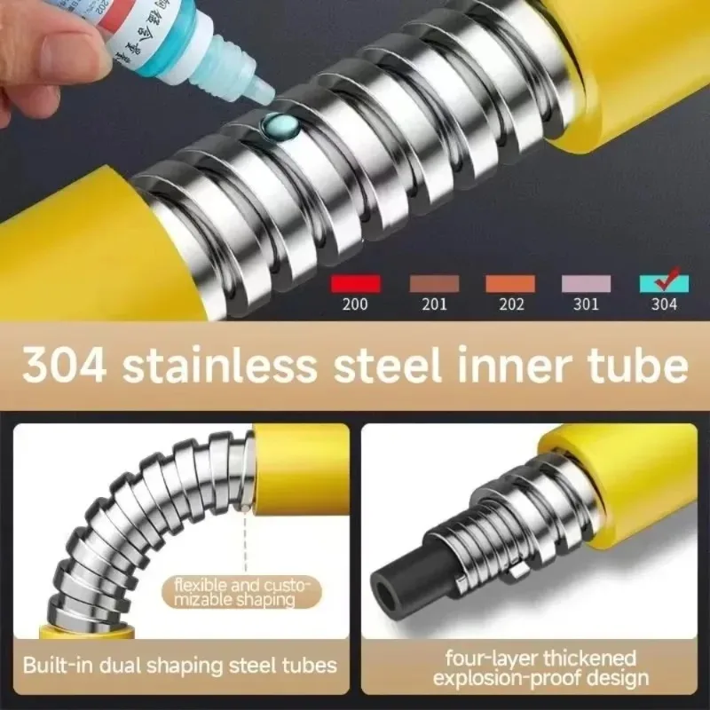 Faucet Extension Hose Adjustable Thickened 304 Stainless Steel Material Adjustment Free Bend Splash Proof Extension Tube Adapter