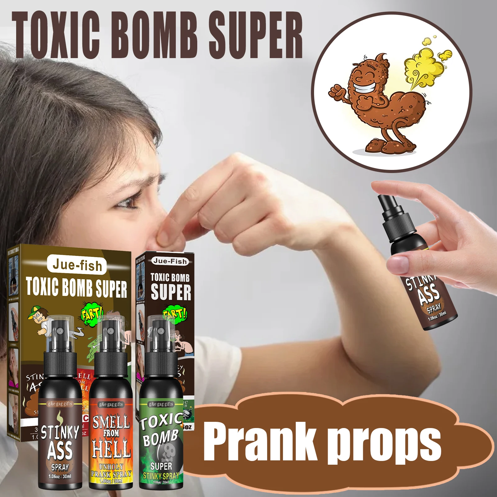 

Pet Toys Smelly Fart Spray, April Fool's Day Prankster Toy Spoof Smelly Entertainment Poo Hell Bomb Smell