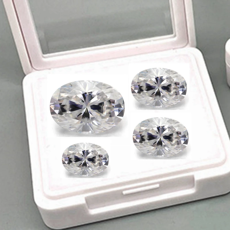 

Boxed Loose White Sapphire Test Mohs Hardness Gems Oval Faceted Cut AAAA VVS Loose Gemstone For Jewelry Making
