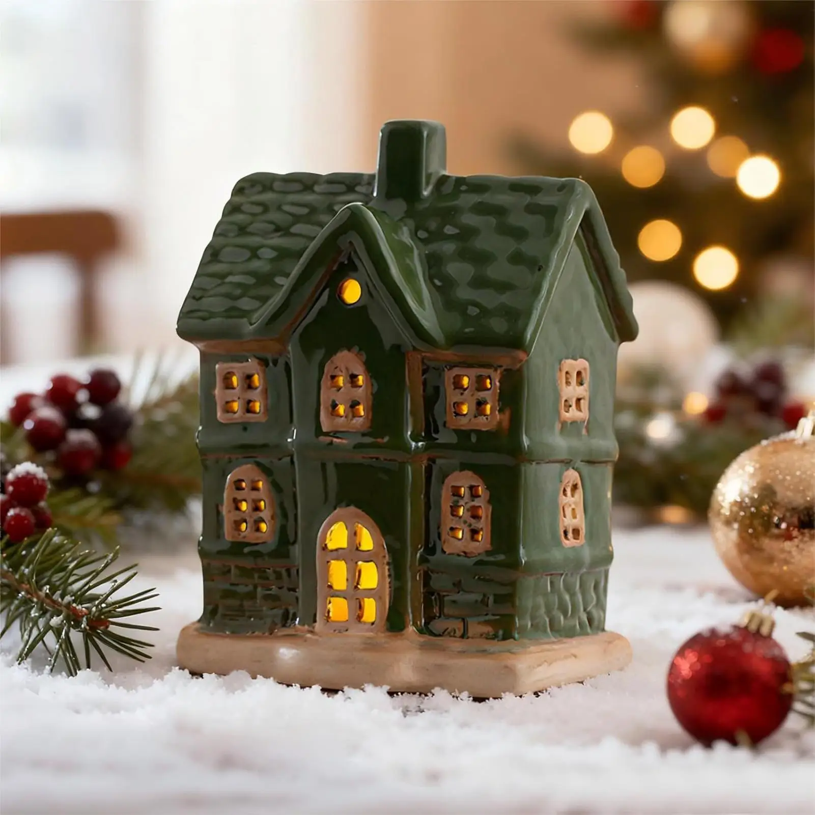 Christmas Houses Tabletop Decor With LED Light Christmas Table Centerpieces For Holiday Seasonal Display Indoor Tabletop Mantel