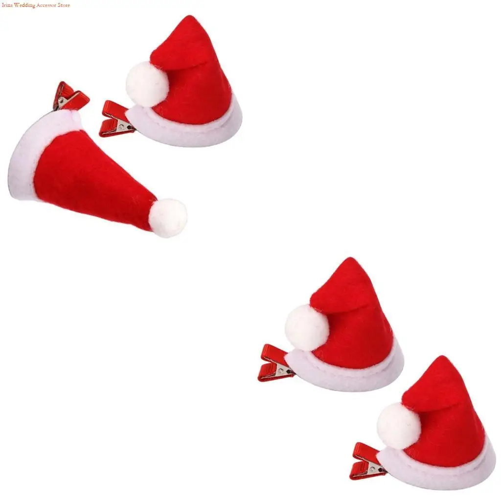 G92D Holiday Party Sequins Hat Hair Clip Merry Christmas Headdress Santa Hat Side Hairclip Holiday Party Adult Kids Headdress