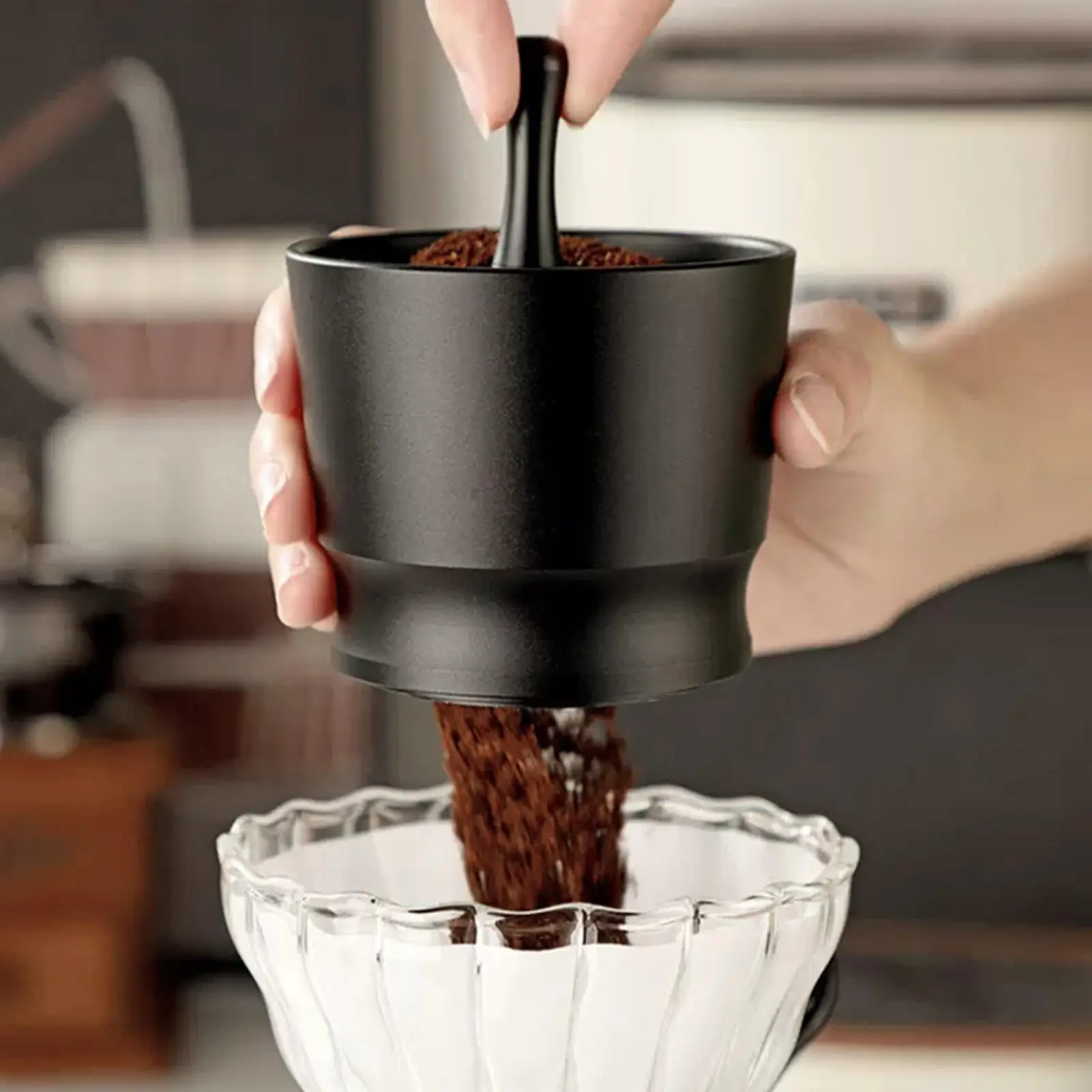 Coffee Dosing Cup Espresso Dosing Funnel with Coffee Leveler Distribution Tool Hand Tools Coffeeware Accessories for Bar Cafe