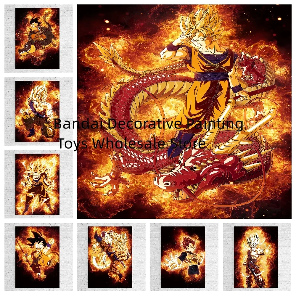 Classic Anime HD Painting Dragon Ball Cartoon Figure Goku Poster Mural Home Decor Aesthetic Painting Art Decoration Comics Gifts