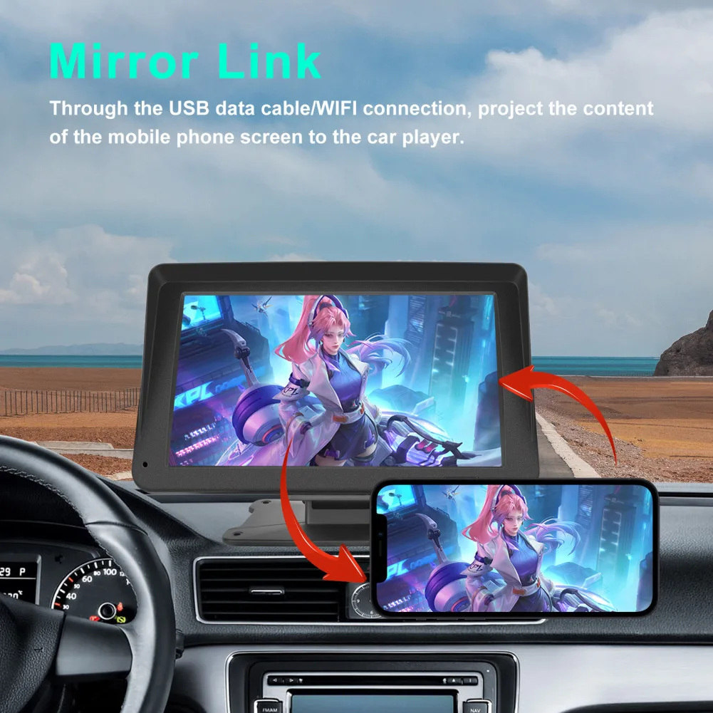 

HD 7-inch Car Radio Multimedia Video Player Touch Screen Display Compatible For CarPlay/Android Auto/Airplay