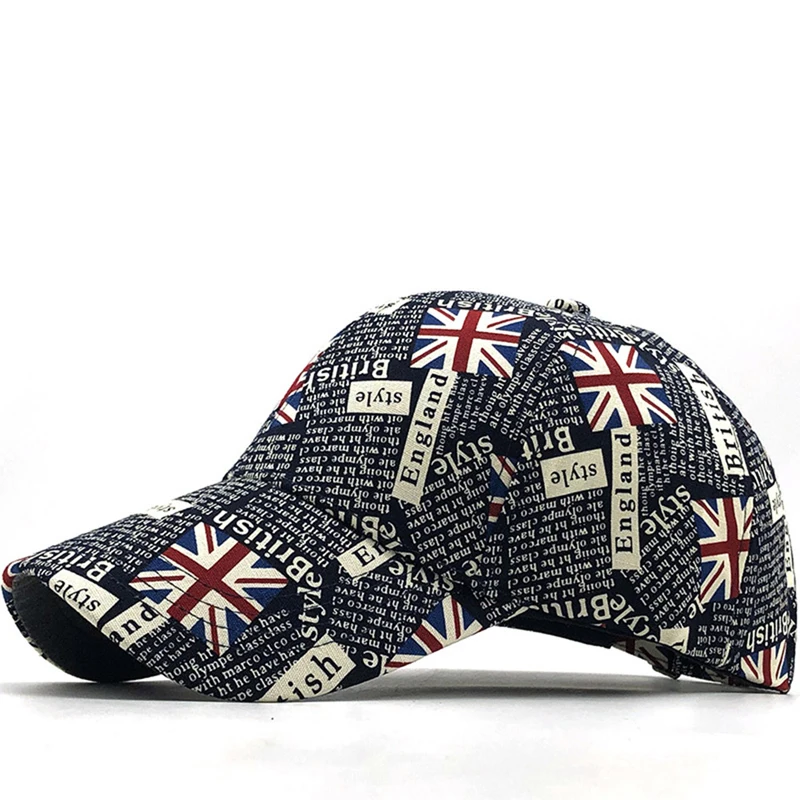 New Arrival UK Flag Men Women Baseball Cap United Kingdom Printing Sun Snapback Adjustable Hip Hop Sports Fishing Dad Hats H106