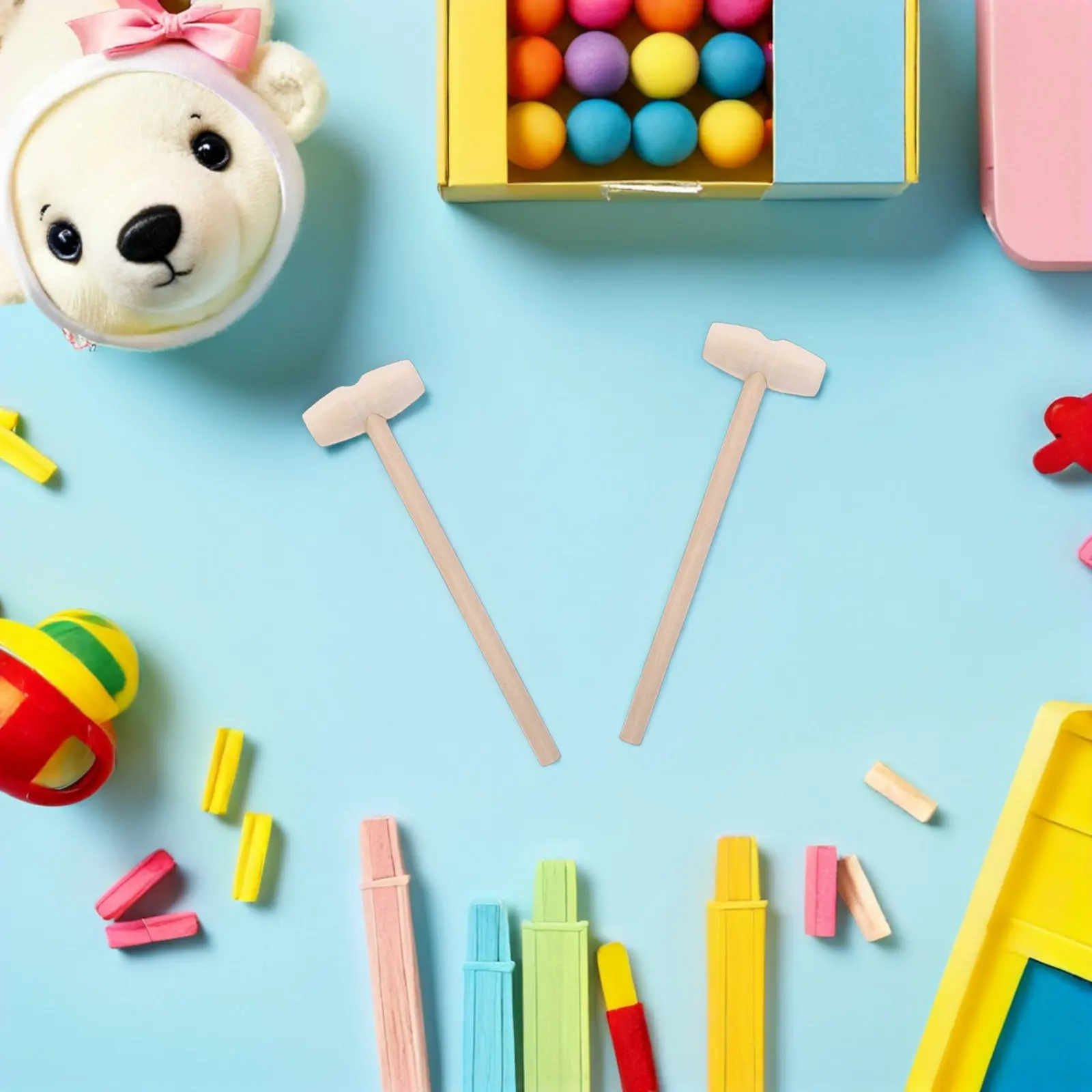30Pcs Mini Wood Hammer Childfriendly Flathead Wooden Mallet for Cracking Chocolate Small Hammer for Preschool Learning