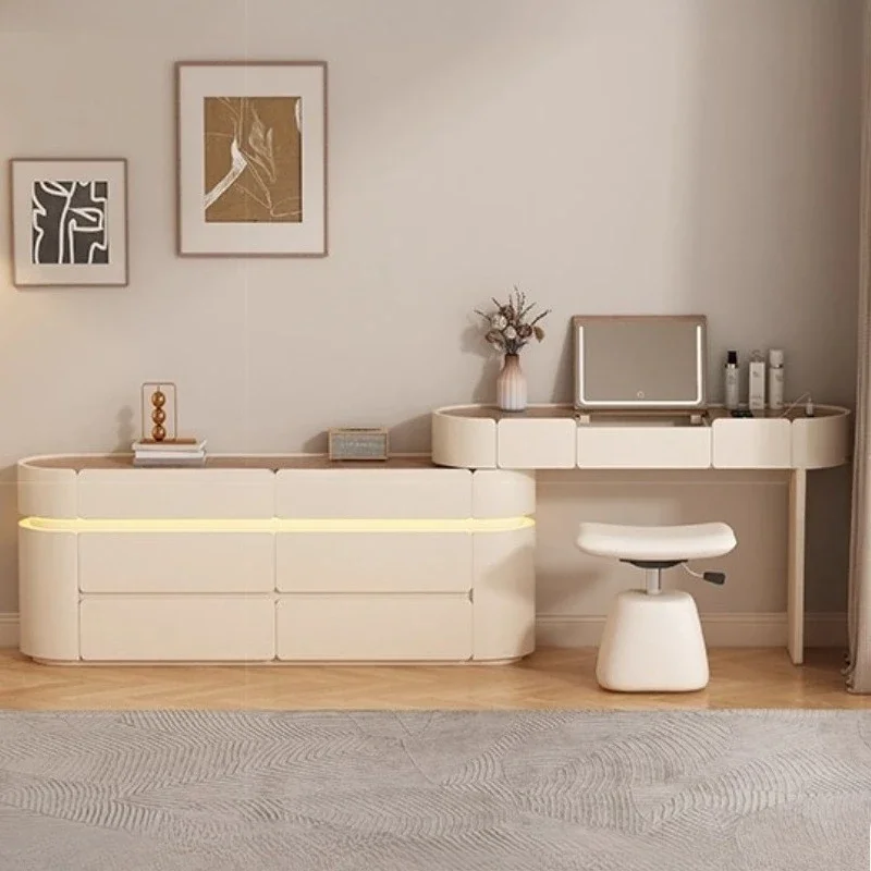 For Regale Cream Wind Retractable Illuminated Dressing Table Makeup Dressing Table Meditation Body Schminktisch Unique Furniture
