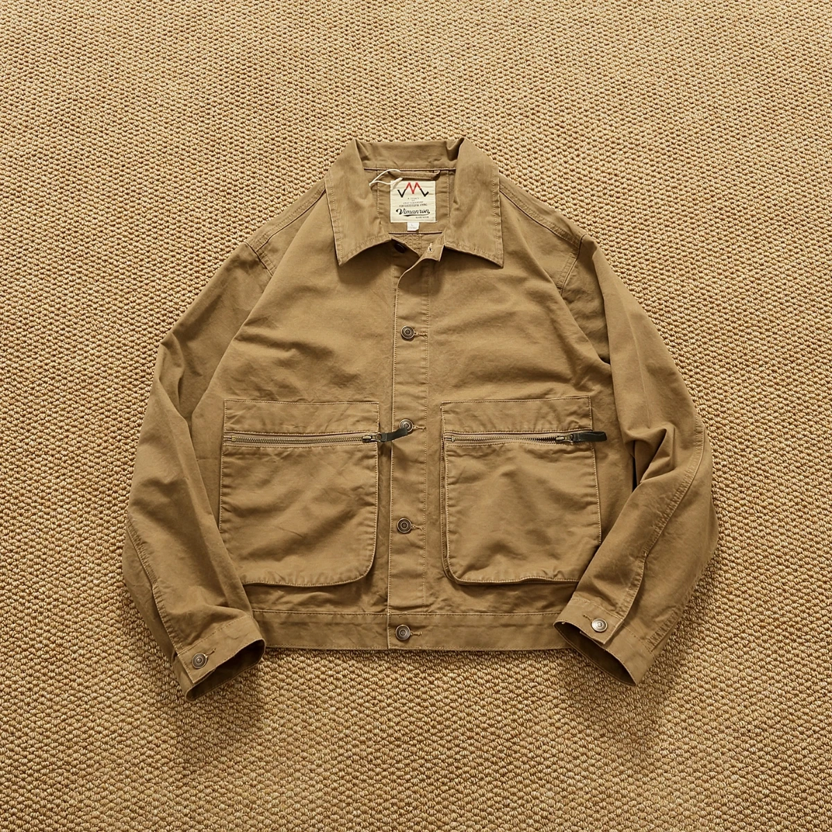 

Autumn New American Retro Turn-down Collar Pilot Style Men's Loose Casual Jacket Fashion Washed Old Single-row Buckle Cargo Coat