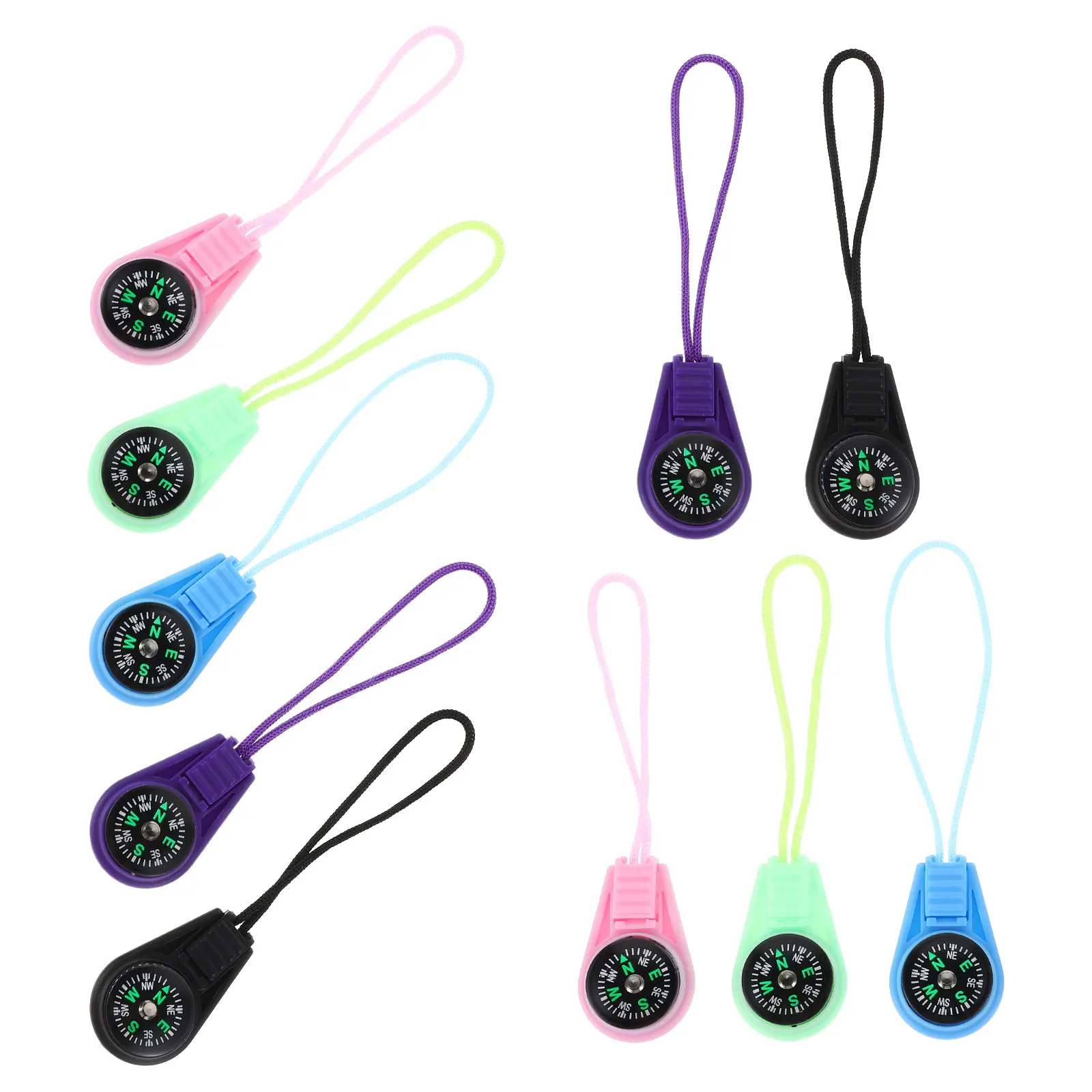 10Pcs Portable Lanyard Compass Mini Plastic Navigation Tool for Hiking Camping Classroom Outdoor Adventures