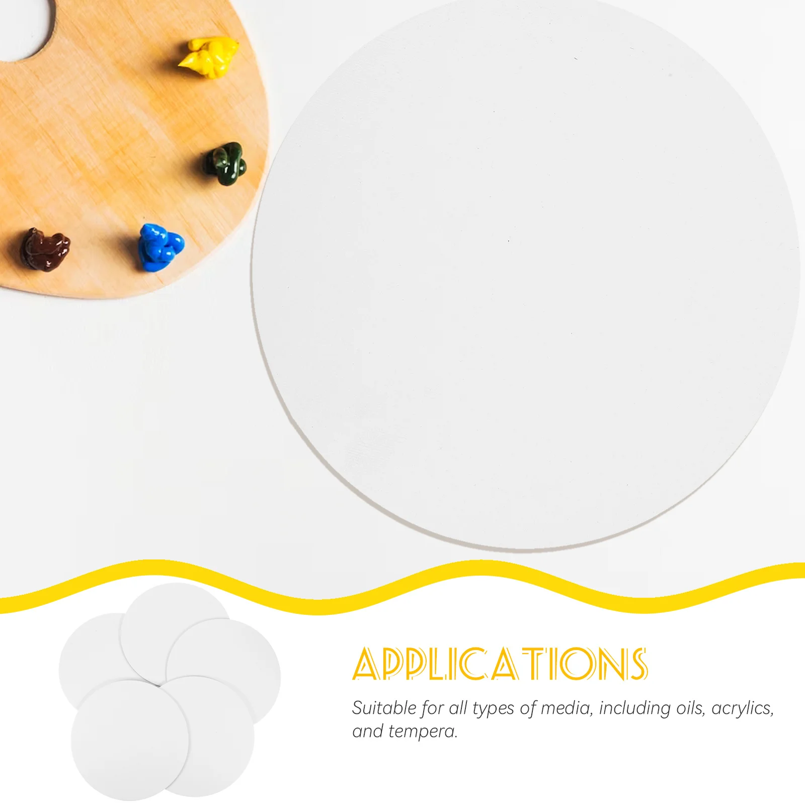

6pcs Round Canvas Board 20 Cm Blank Stretched Painting Surface For Oil Acrylic Tempera Art Crafts Diy Wall Decor Artist Canvas