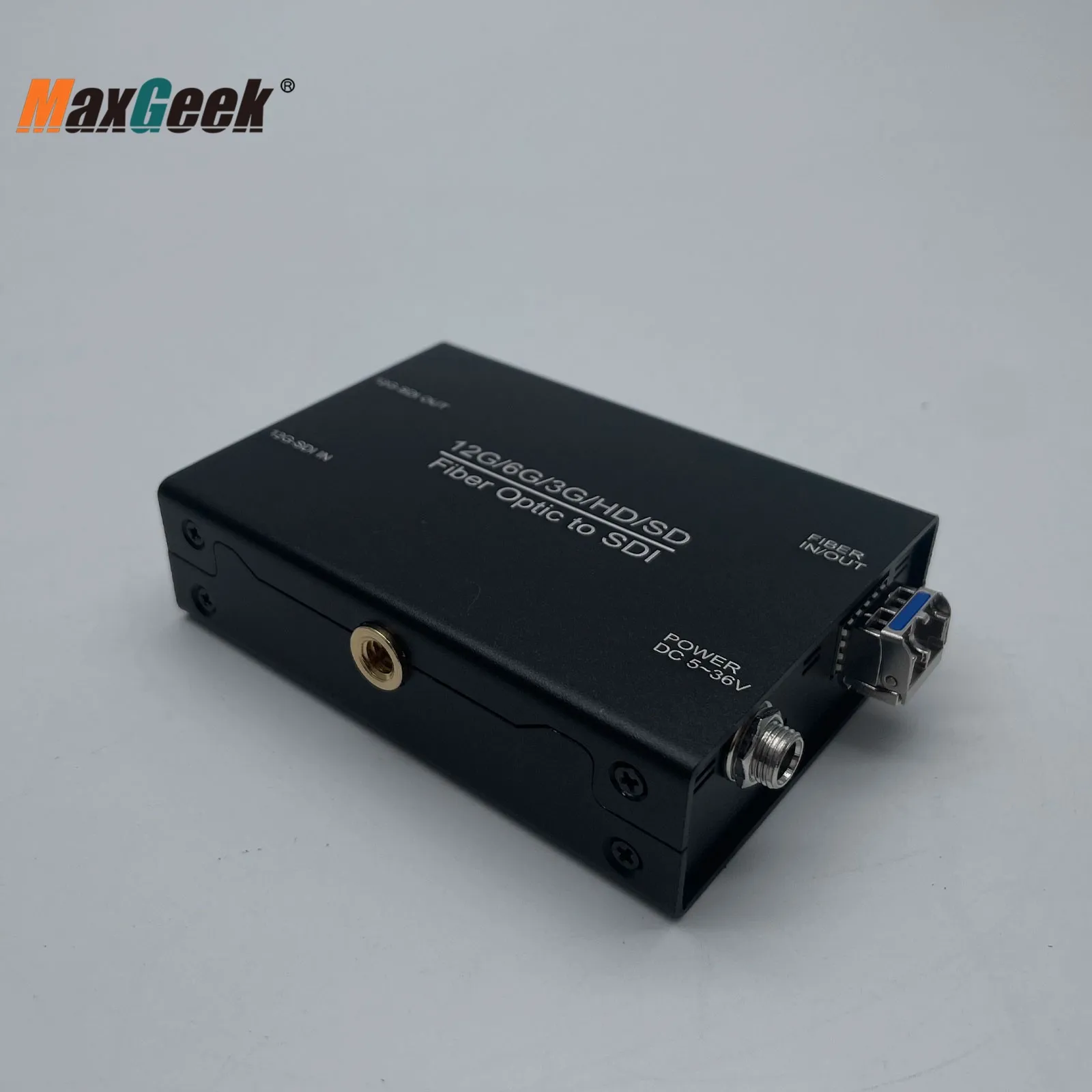 Maxgeek 12G-SDI 1-Channel Fiber Optic to SDI Converter TX+RX Loop Out 4K60Hz Support Audio and Video Synchronous Transmission