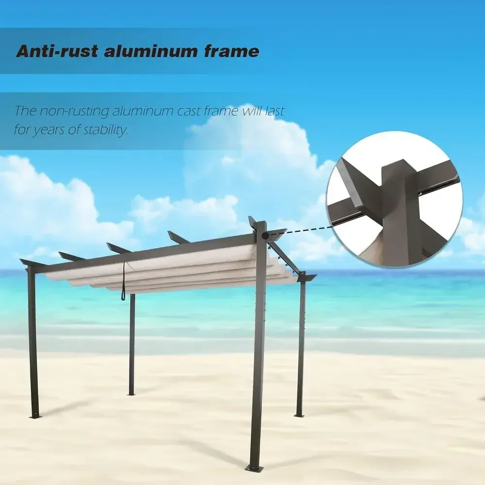 10t x 13t Patio Pergola with UV-Proo Outdoor Heavy Duty Grape Trellis Gazebo with Sunshade