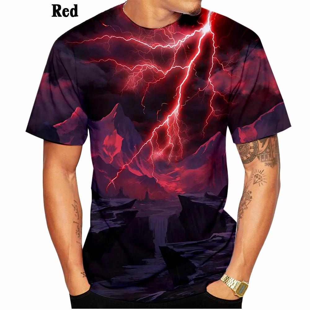 Hot Sale New Product 3D Lightning Print T-shirt Men and Women Personality Cool Print T-shirt