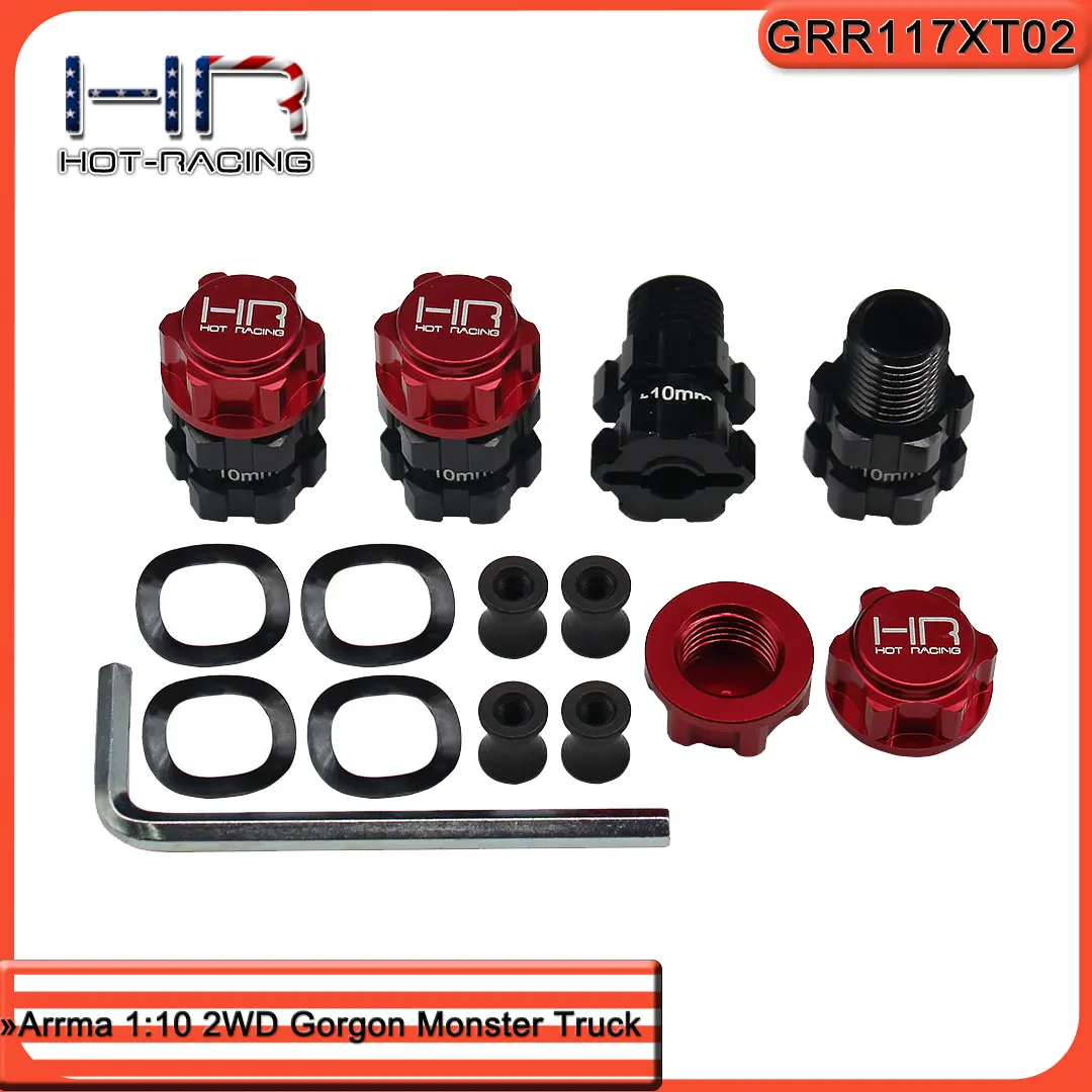 Hot Racings light weight High performance Aluminum 17mm hex wheel hub adapters for 1/10 Arrma Gorgon vehicles