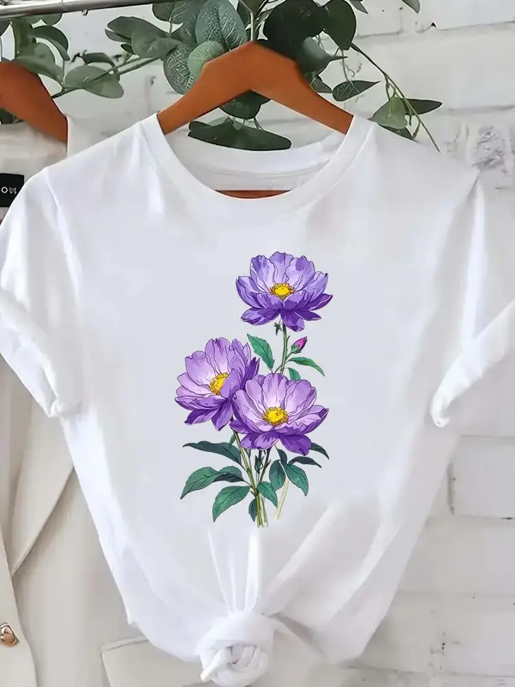 Print Short Sleeve O-neck T-shirts Ladies Popular Casual Women Cute 90s Lovely Trend Graphic T Tees Clothing Fashion Clothes