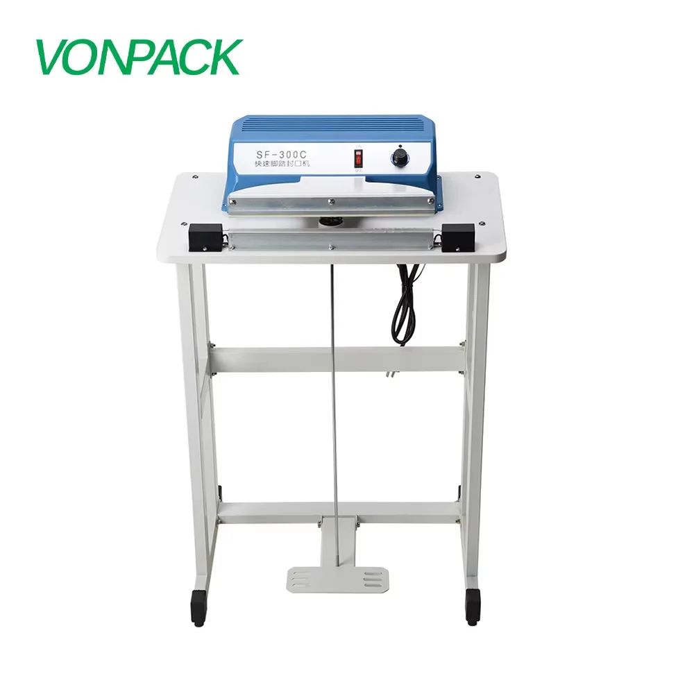 

VONPACK SF-300C Iron Foot Pedal Sealer Bag Sealer Heat Sealer Semi-automatic Sealing Machine Chemical Materials Food Component