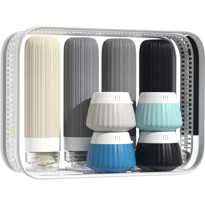 8 個詰め替えトラベルボトルセットポータブルシリコーントイレタリー容器漏れ防止化粧品スクイズボトルクリーム保存瓶