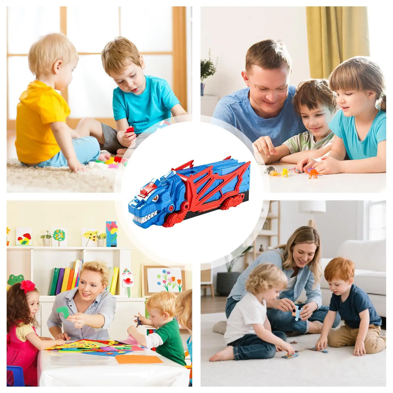 Dinosaur Track Car Set Educational Interactive Vehicle Playset Race Tracks Dinosaur Toys For Kids Boys Preschool Indoor Outdoor