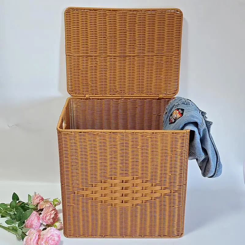 

Large capacity bedroom clothing sorting box book box toy sorting household sundries storage basket handmade imitation rattan