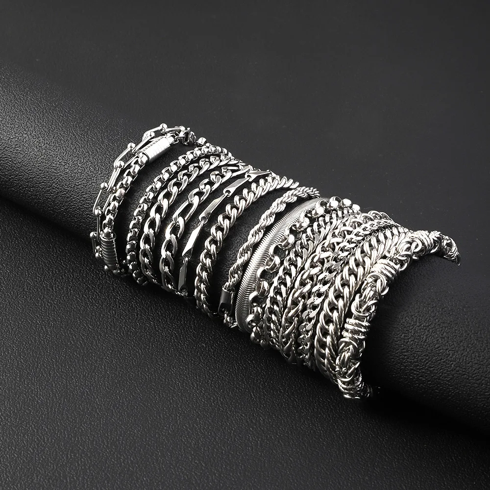 New 316L Stainless Steel Cuban Cable DIY Chain Bracelet for Men Women Kpop High Quality Jewelry Solid Metals not Fade view 3