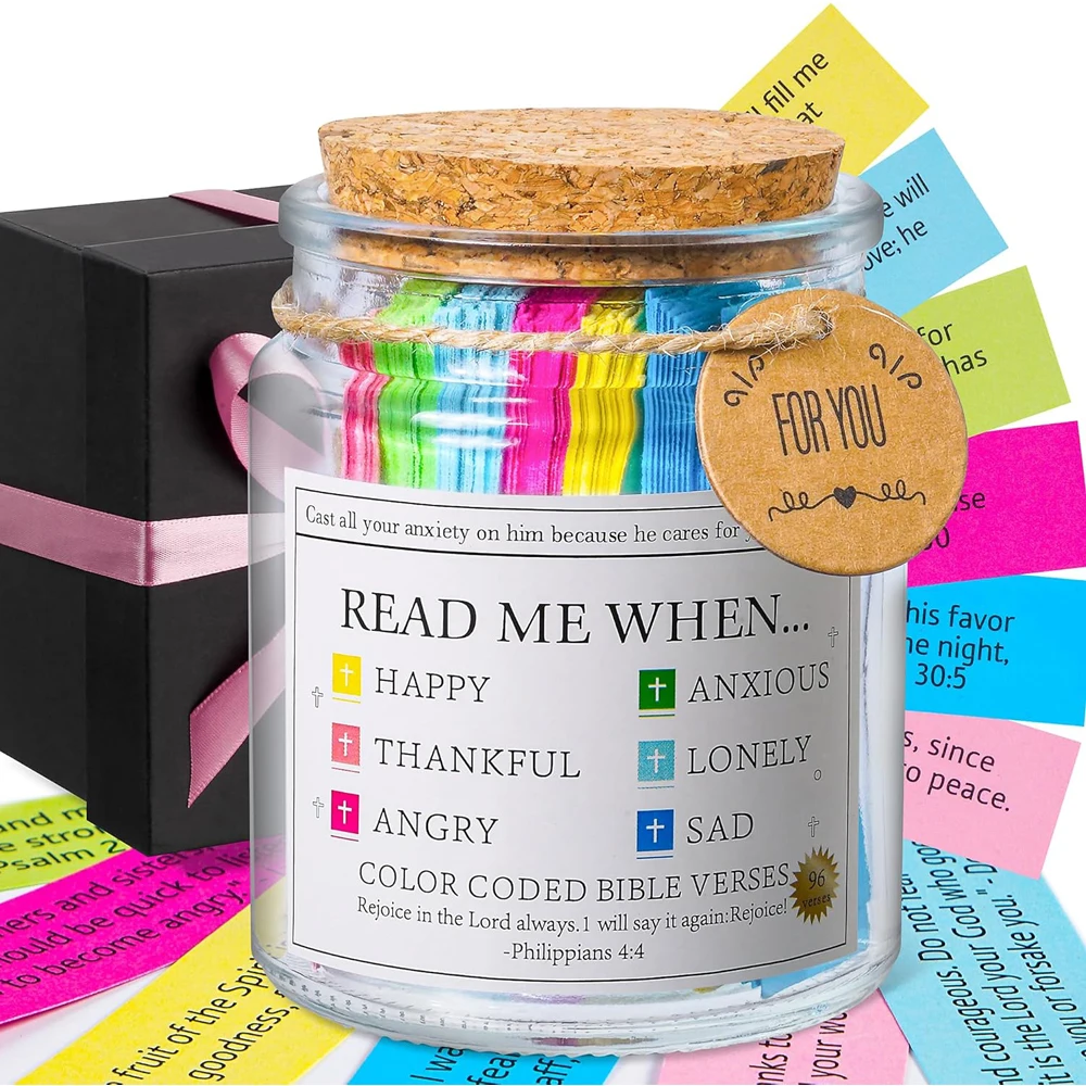 Bible Verse Jar, Read Me When Bible Verses Jar for Daily Encouragement - Christian Gifts for Women, Mothers Day Gift for Mom