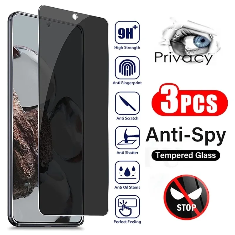 3PCS Privacy Tempered Glass Anti-Spy Screen Protector For Samsung A70S A23 A12 A22 M23 M33 A04 M04 F04 M14 A04S F13 F23 A13 5G